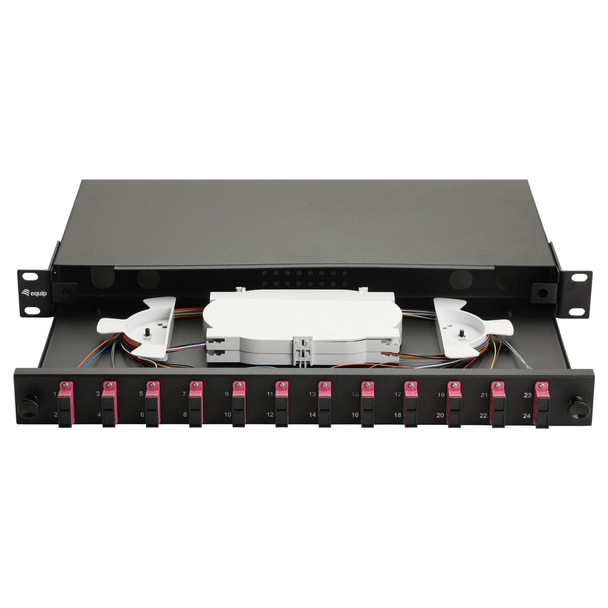 Equip LWL-Spleißkasten 12-Port SC-Duplex OM4 1U komplett sw