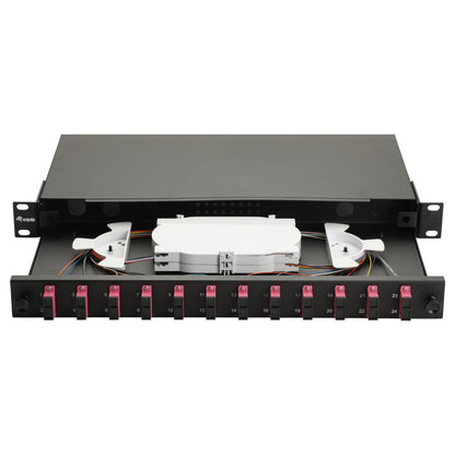 Equip LWL-Spleißkasten 12-Port SC-Duplex OM4 1U komplett sw