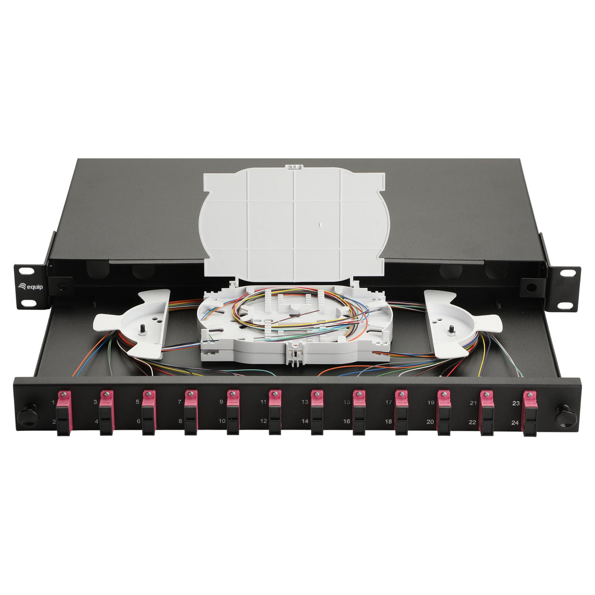 Equip LWL-Spleißkasten 12-Port SC-Duplex OM4 1U komplett sw