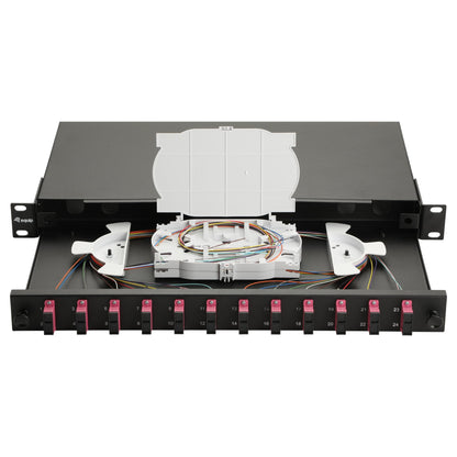 Equip LWL-Spleißkasten 12-Port SC-Duplex OM4 1U komplett sw