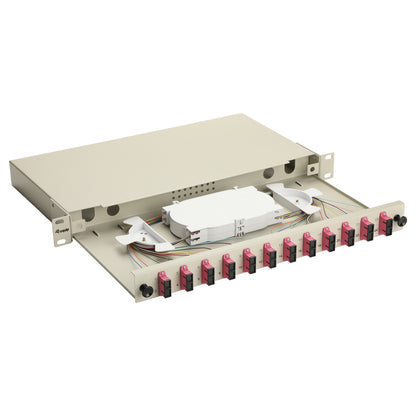 Equip LWL-Spleißkasten 12-Port SC-Duplex OM4 1U komplett gr