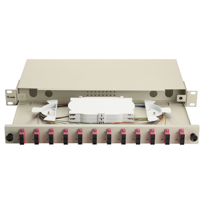 Equip LWL-Spleißkasten 12-Port SC-Duplex OM4 1U komplett gr