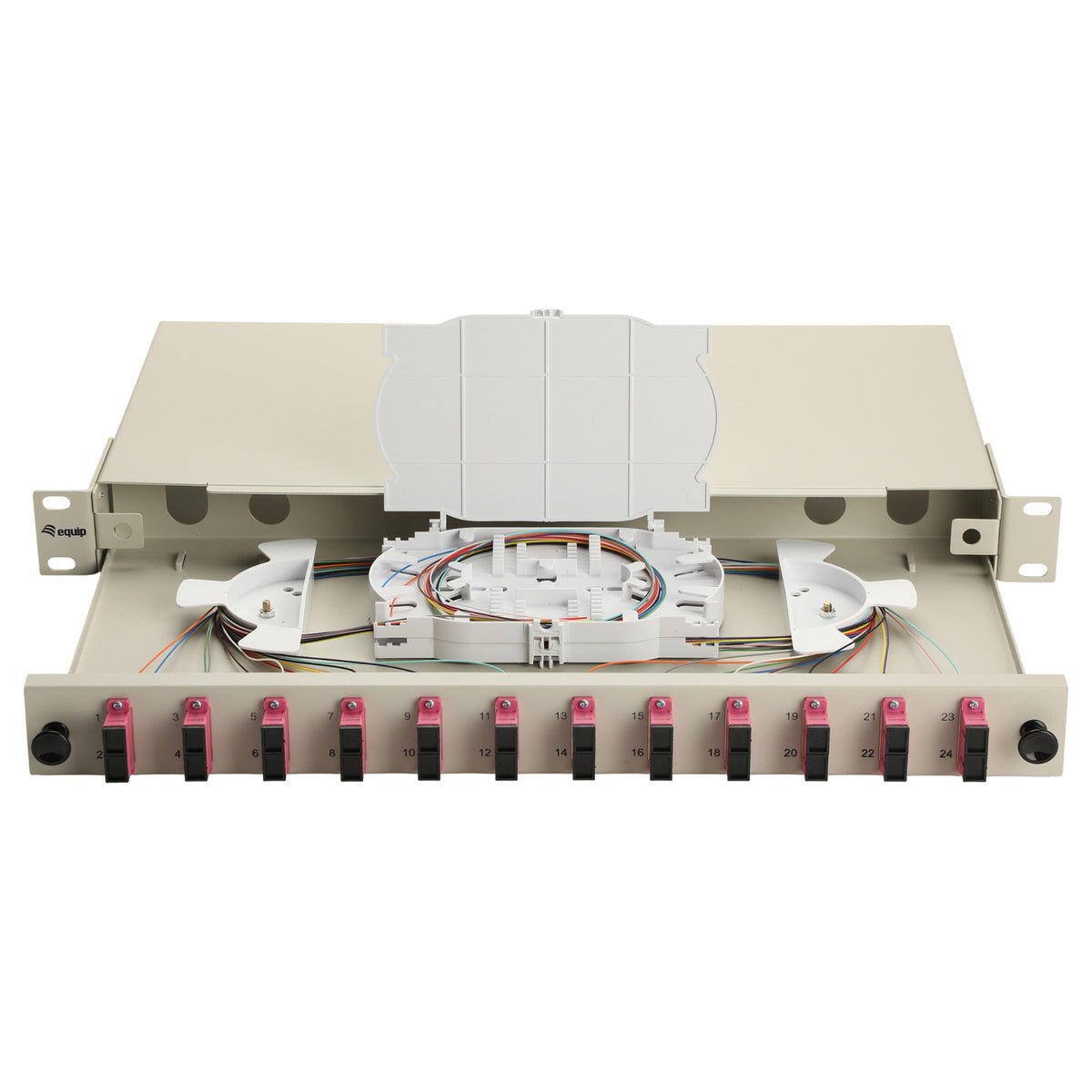 Equip LWL-Spleißkasten 12-Port SC-Duplex OM4 1U komplett gr