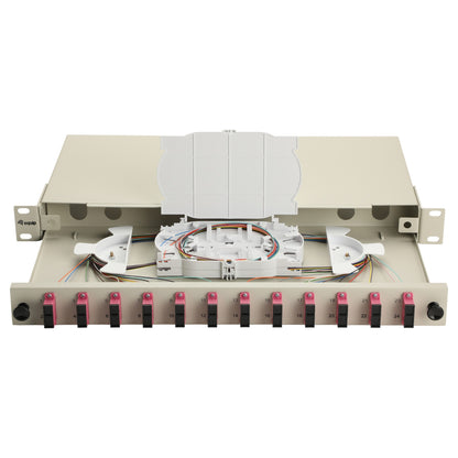 Equip LWL-Spleißkasten 12-Port SC-Duplex OM4 1U komplett gr