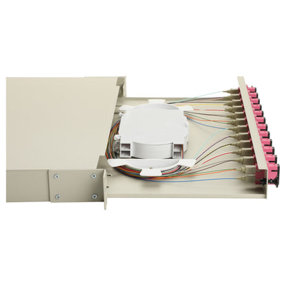 Equip LWL-Spleißkasten 12-Port SC-Duplex OM4 1U komplett gr