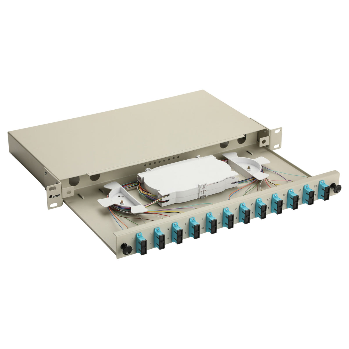 Equip LWL-Spleißkasten 12-Port SC-Duplex OM3 1U komplett gr