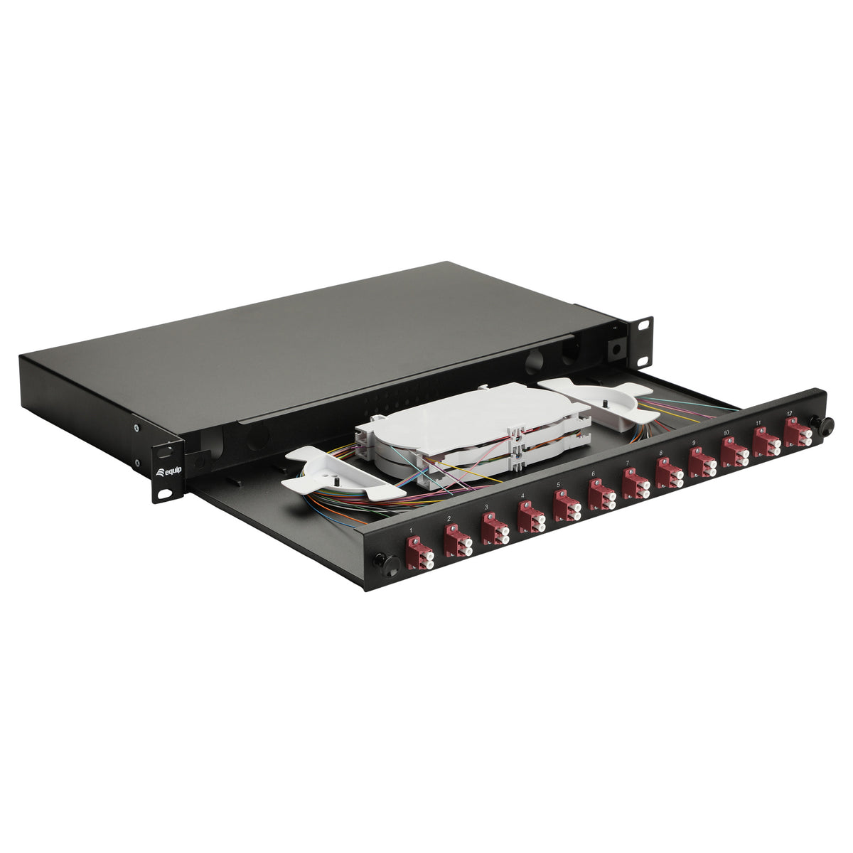 Equip LWL-Spleißkasten 12-Port LC-Duplex OM4 1U komplett sw