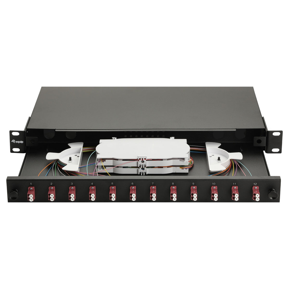 Equip LWL-Spleißkasten 12-Port LC-Duplex OM4 1U komplett sw
