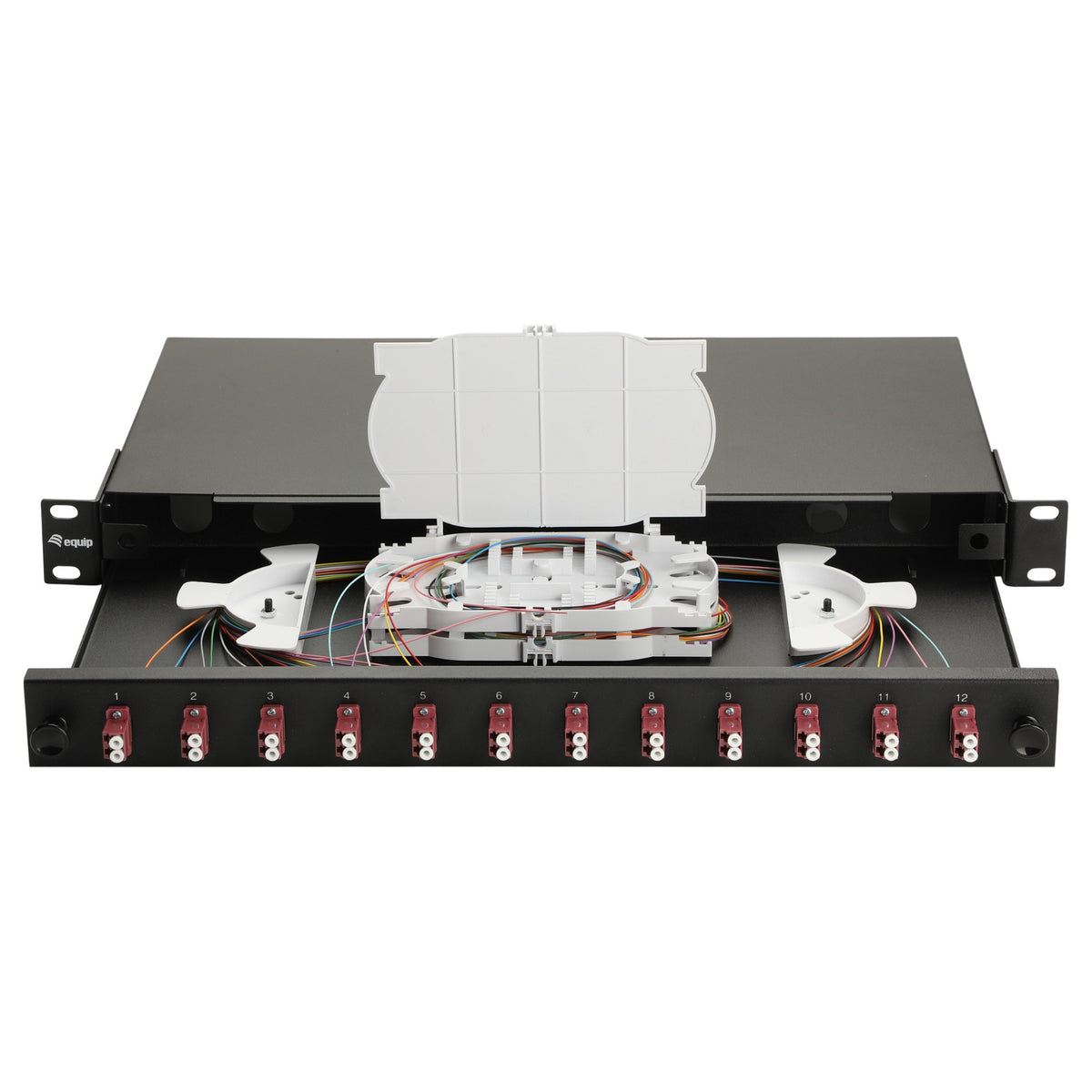 Equip LWL-Spleißkasten 12-Port LC-Duplex OM4 1U komplett sw