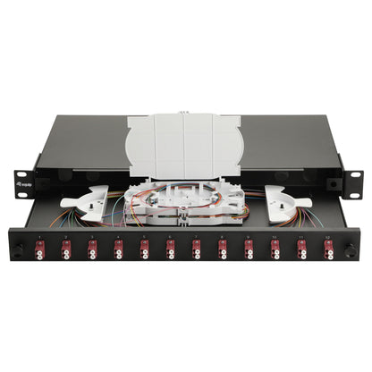 Equip LWL-Spleißkasten 12-Port LC-Duplex OM4 1U komplett sw