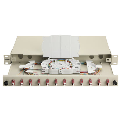 Equip LWL-Spleißkasten 12-Port LC-Duplex OM4 1U komplett gr