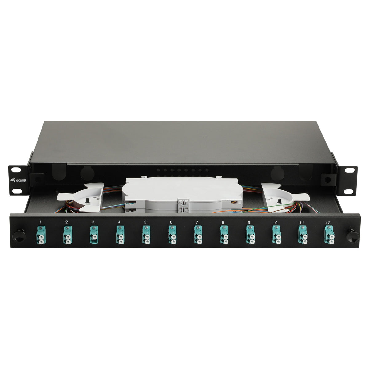 Equip LWL-Spleißkasten 12-Port LC-Duplex OM3 1U komplett sw