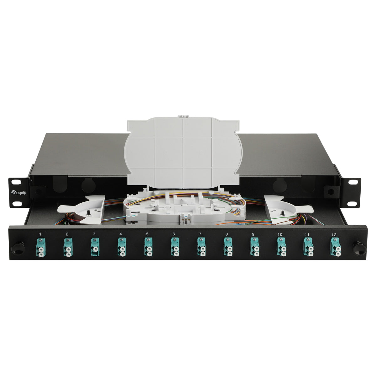 Equip LWL-Spleißkasten 12-Port LC-Duplex OM3 1U komplett sw