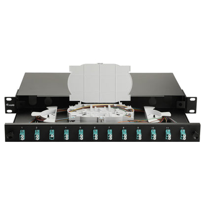 Equip LWL-Spleißkasten 12-Port LC-Duplex OM3 1U komplett sw