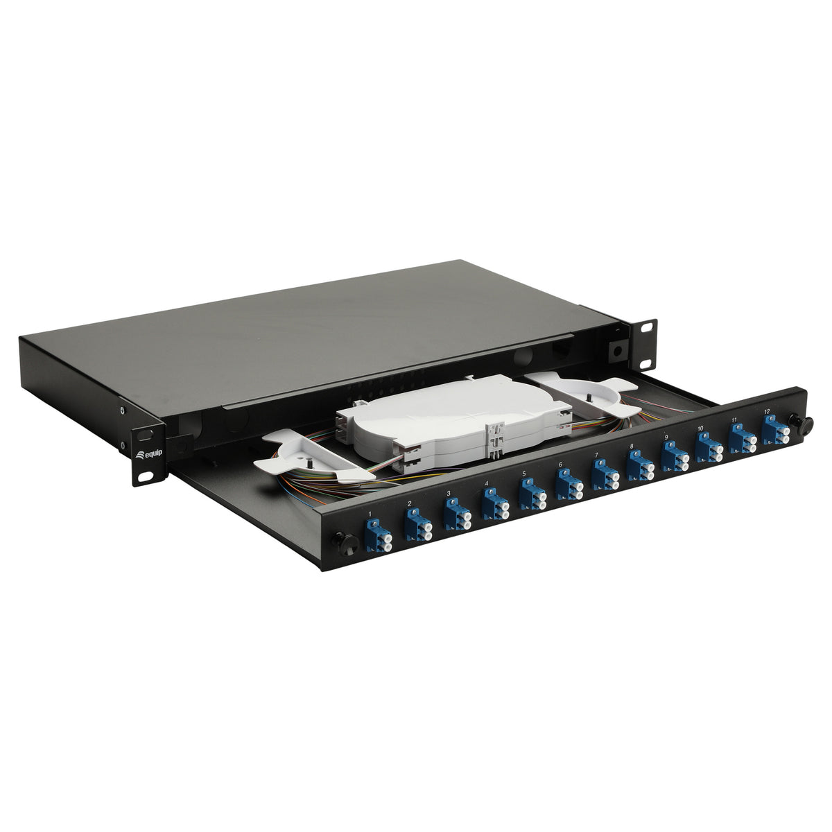 Equip LWL-Spleißkasten 12-Port LC-Duplex OS2 1U komplett sw