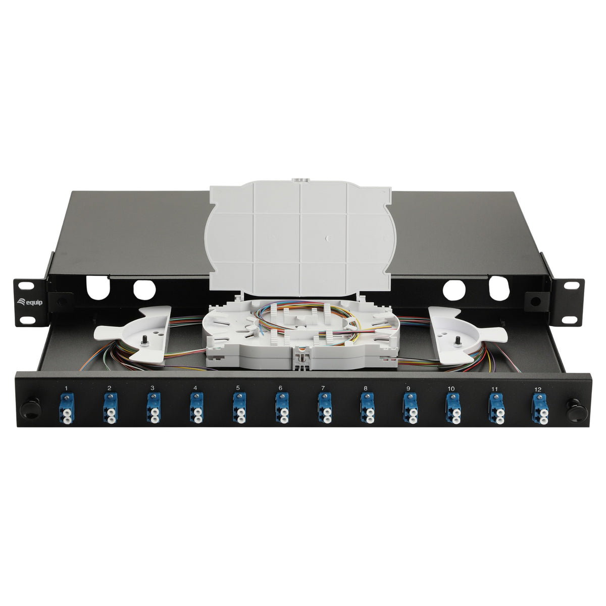 Equip LWL-Spleißkasten 12-Port LC-Duplex OS2 1U komplett sw