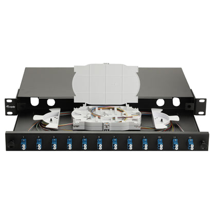 Equip LWL-Spleißkasten 12-Port LC-Duplex OS2 1U komplett sw