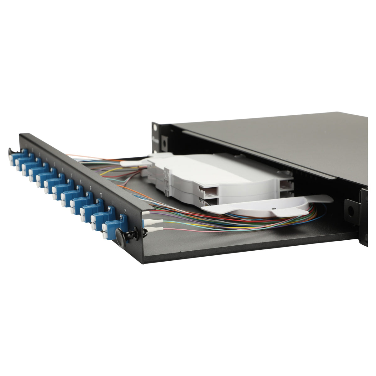 Equip LWL-Spleißkasten 12-Port LC-Duplex OS2 1U komplett sw