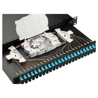 Equip LWL-Spleißkasten 24-Port LC-Duplex OM3 1U komplett sw