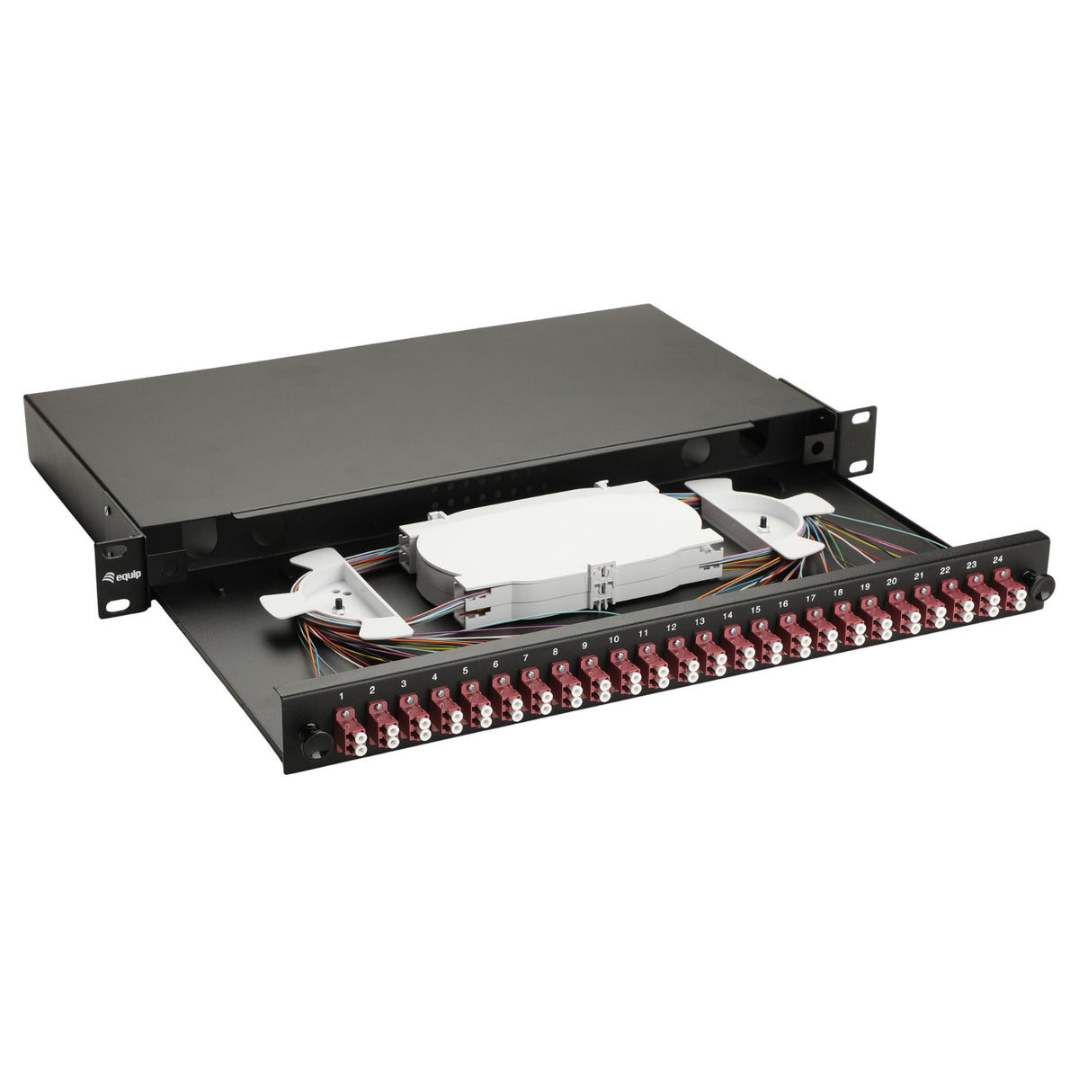 Equip LWL-Spleißkasten 24-Port LC-Duplex OM4 1U komplett sw