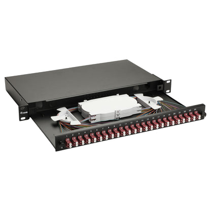 Equip LWL-Spleißkasten 24-Port LC-Duplex OM4 1U komplett sw