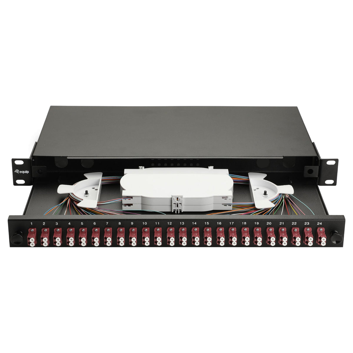 Equip LWL-Spleißkasten 24-Port LC-Duplex OM4 1U komplett sw