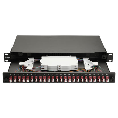 Equip LWL-Spleißkasten 24-Port LC-Duplex OM4 1U komplett sw
