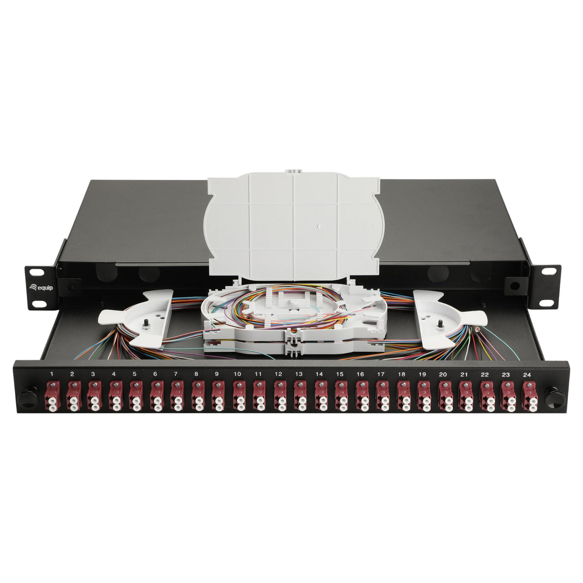 Equip LWL-Spleißkasten 24-Port LC-Duplex OM4 1U komplett sw