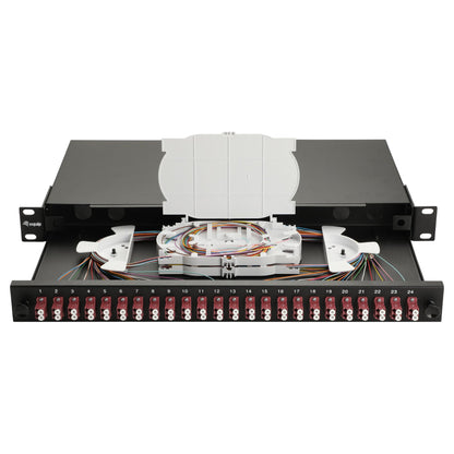 Equip LWL-Spleißkasten 24-Port LC-Duplex OM4 1U komplett sw