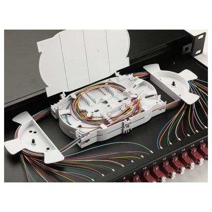 Equip LWL-Spleißkasten 24-Port LC-Duplex OM4 1U komplett sw