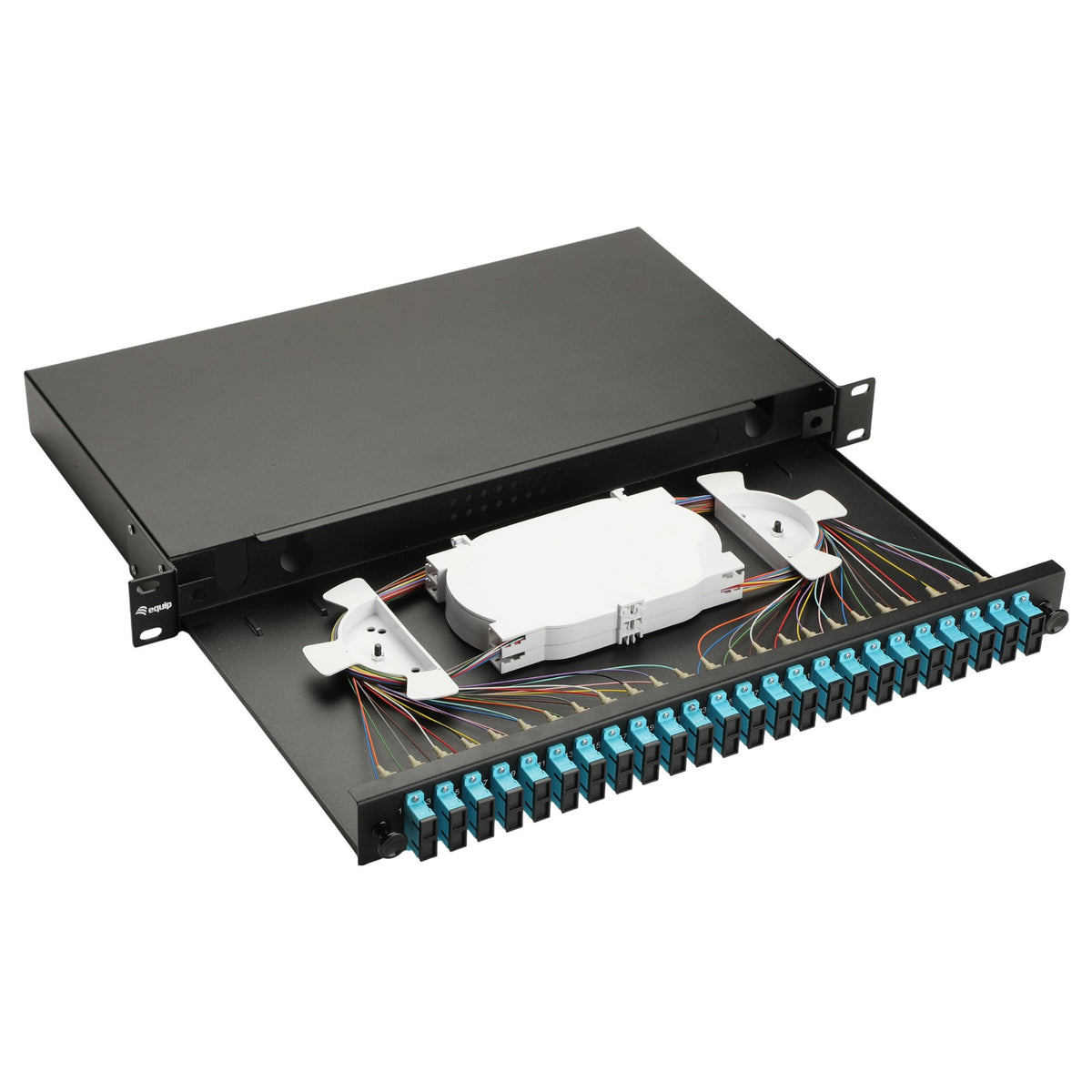 Equip LWL-Spleißkasten 24-Port SC-Duplex OM3 1U komplett sw