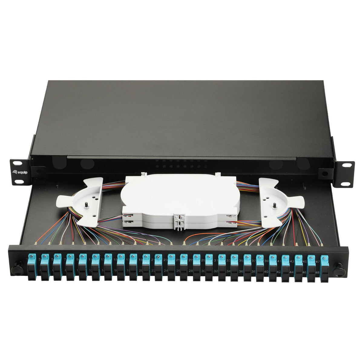 Equip LWL-Spleißkasten 24-Port SC-Duplex OM3 1U komplett sw