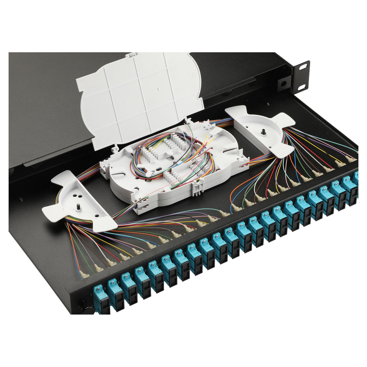 Equip LWL-Spleißkasten 24-Port SC-Duplex OM3 1U komplett sw