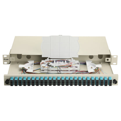 Equip LWL-Spleißkasten 24-Port SC-Duplex OM3 1U komplett gr