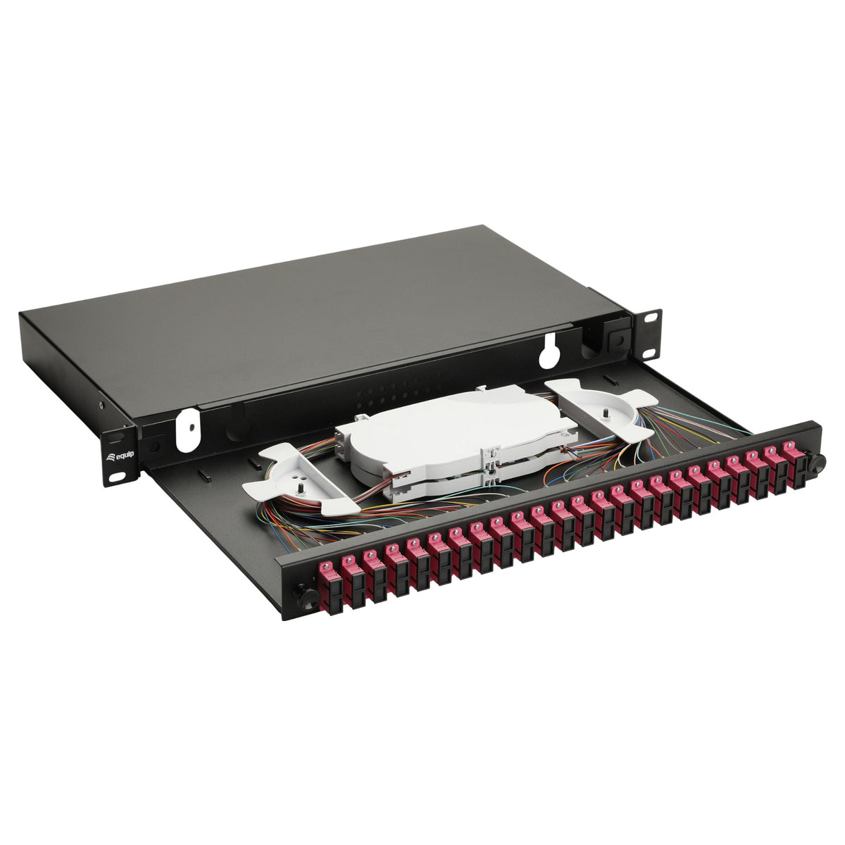 Equip LWL-Spleißkasten 24-Port SC-Duplex OM4 1U komplett sw