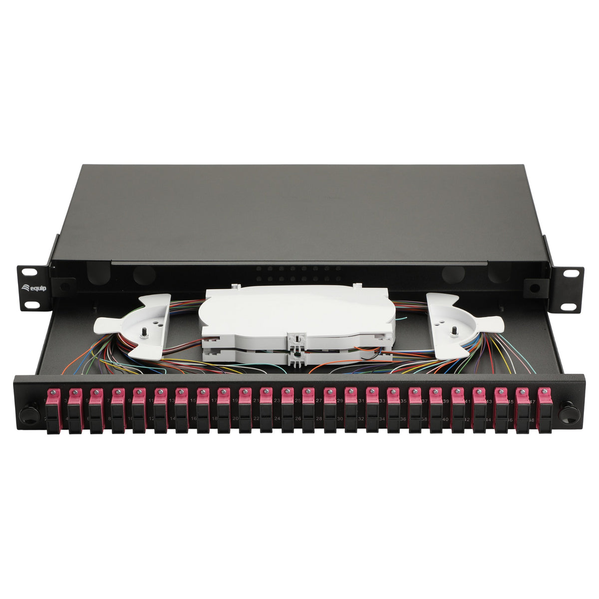 Equip LWL-Spleißkasten 24-Port SC-Duplex OM4 1U komplett sw