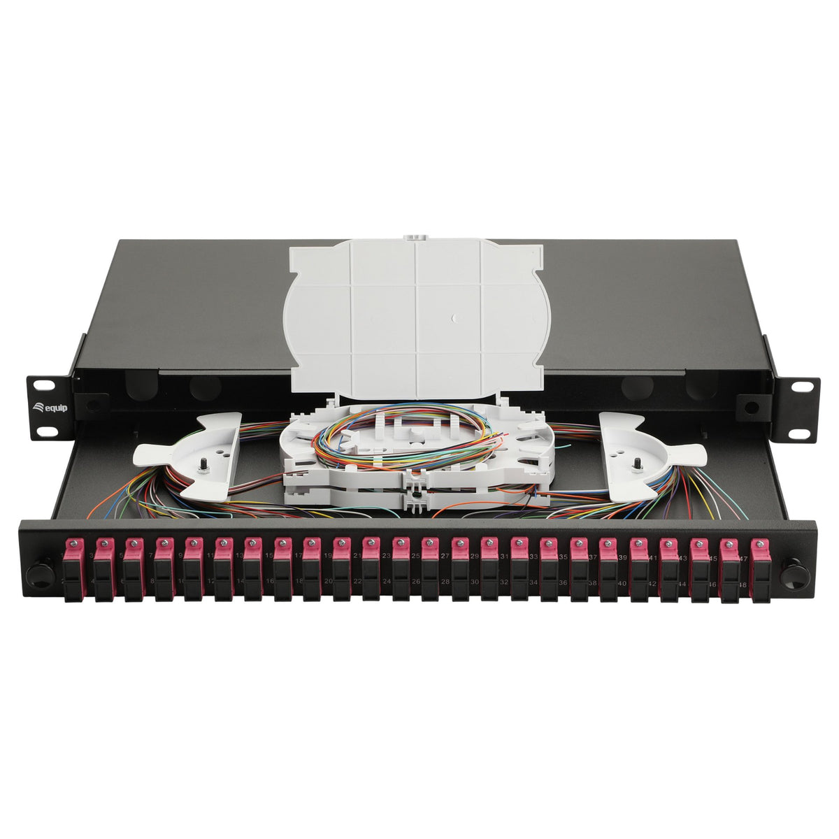 Equip LWL-Spleißkasten 24-Port SC-Duplex OM4 1U komplett sw