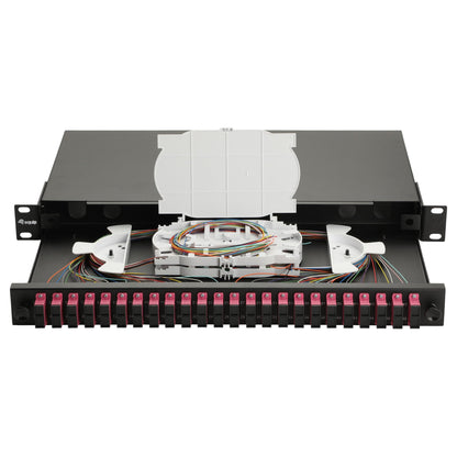 Equip LWL-Spleißkasten 24-Port SC-Duplex OM4 1U komplett sw