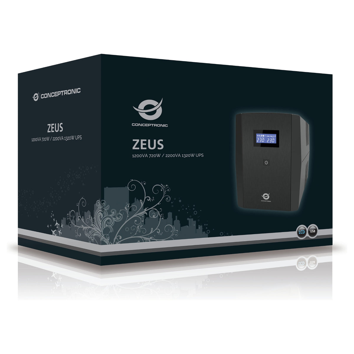 CONCEPTRONIC USV 2200VA/1320W/2xSchuko/3xIEC/HID USB/AVR sw