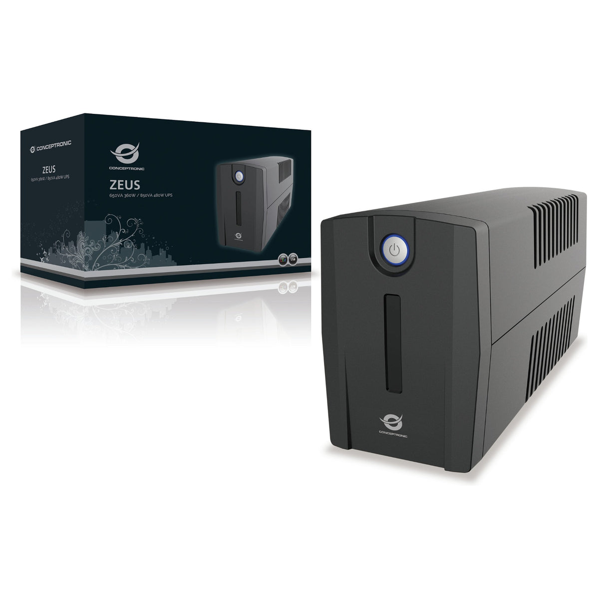 CONCEPTRONIC USV 650VA/360W/2xSchuko/HID USB/RJ45in/Out sw