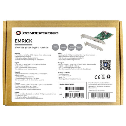 CONCEPTRONIC 4xPCIe3.0 Card 2xUSB-C3.2 Gen2/selfpower 10Gbps