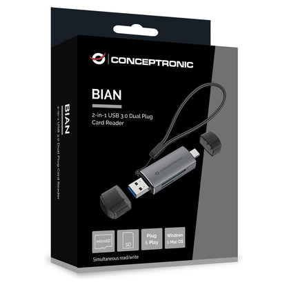 CONCEPTRONIC Kartenleser USB-A/-C3.2->TF/Micro-SD3.0 schwarz