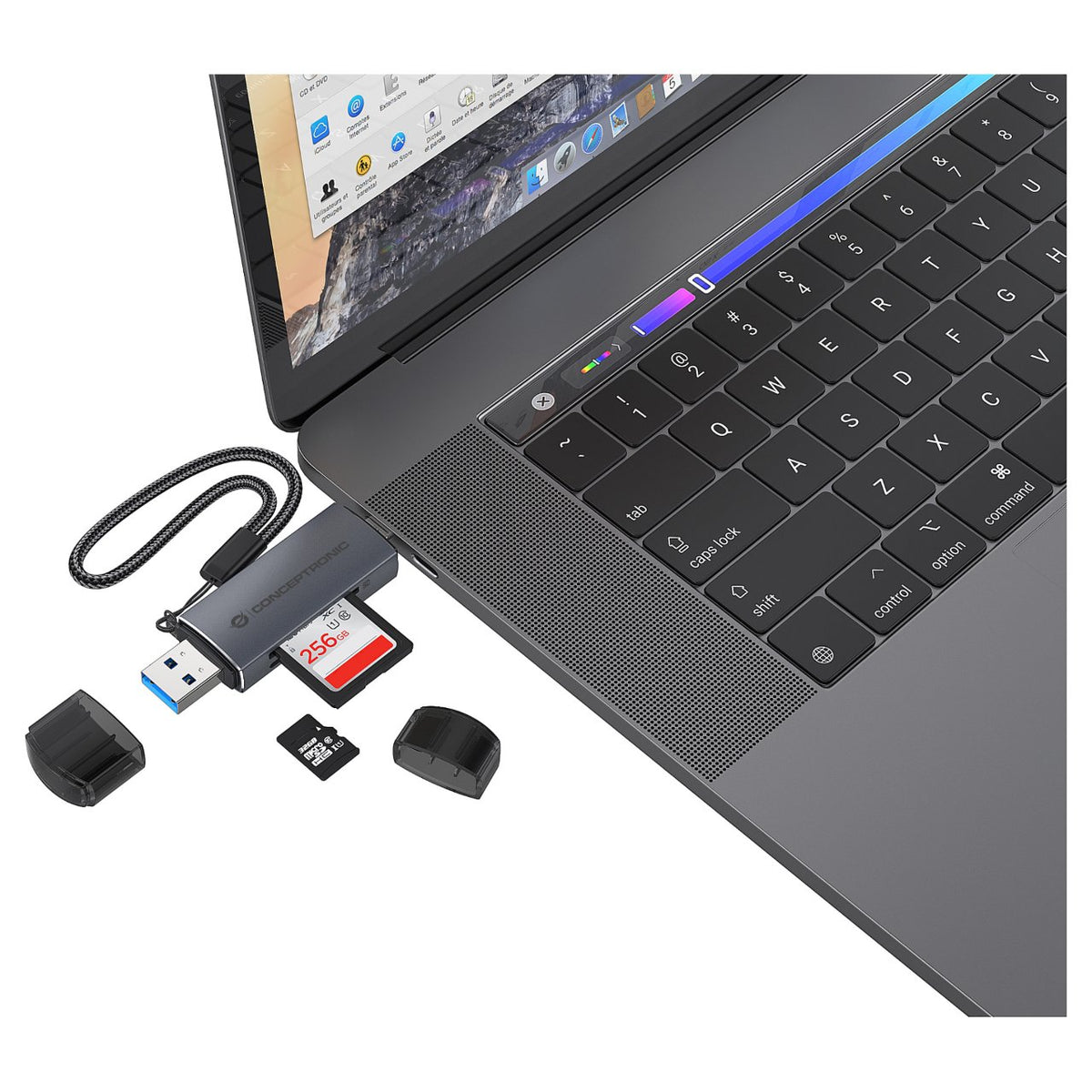 CONCEPTRONIC Kartenleser USB-A/-C3.2->TF/Micro-SD3.0 schwarz