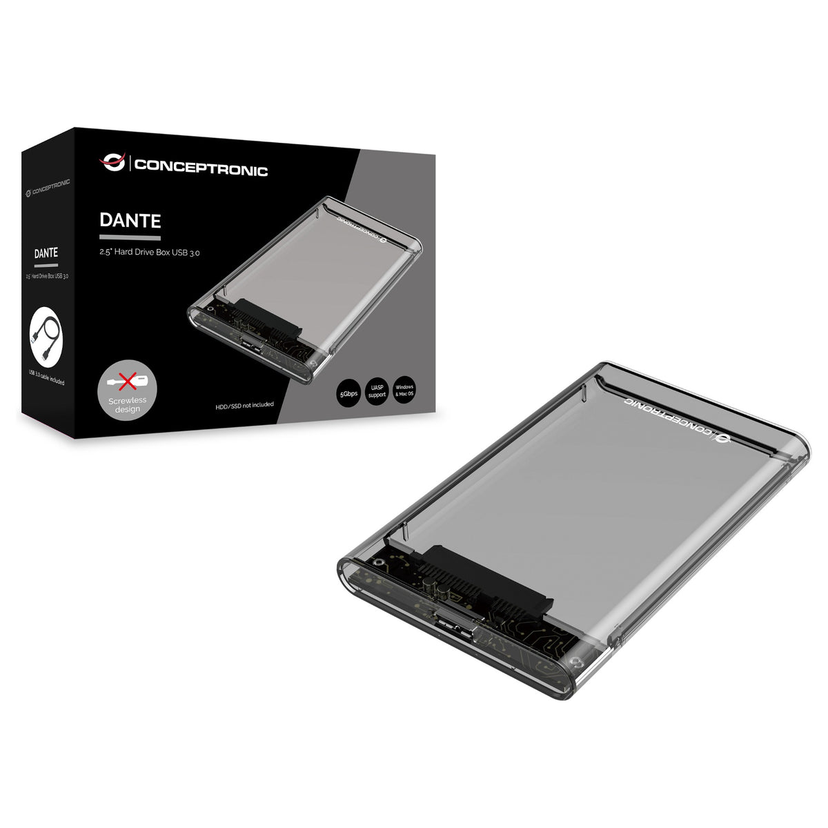 CONCEPTRONIC HDD Gehäuse 2.5"SATA HDD/SSD Micro-B 5Gbs tr