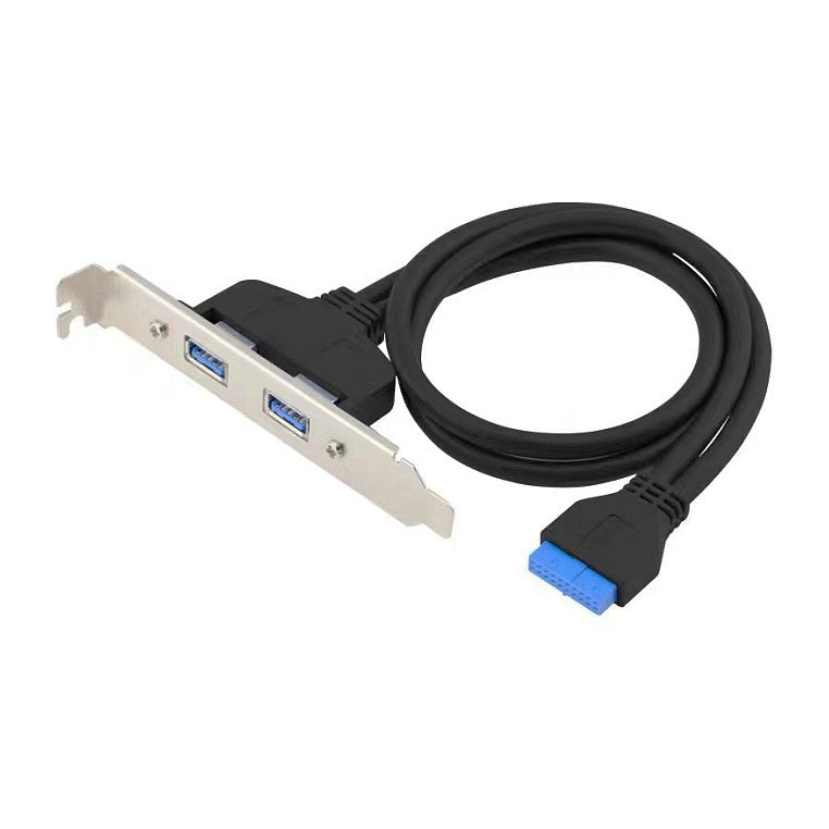 Slotblech 19/20-Pin->2xUSB-A3.0 Bu/Bu schwarz