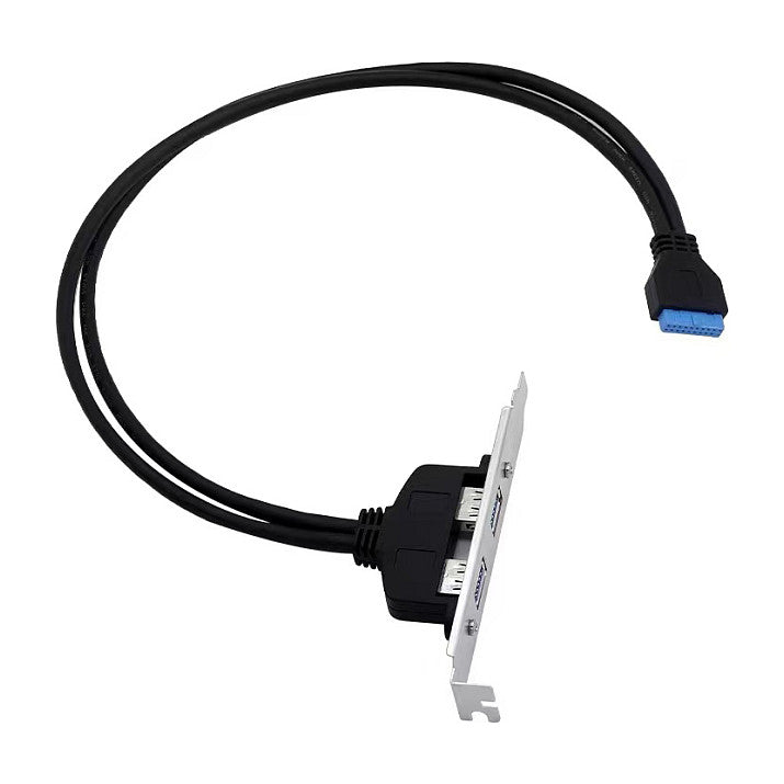 Slotblech 19/20-Pin->2xUSB-A3.0 Bu/Bu schwarz
