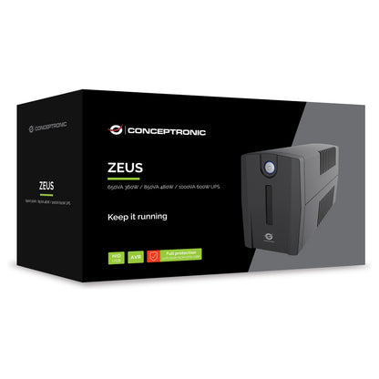 CONCEPTRONIC USV 850VA/480W/2xUK/HID USB/RJ45in/Out/AVR sw