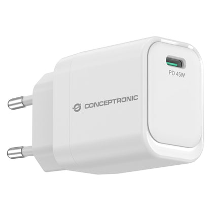 CONCEPTRONIC Ladegerät 1Port GaN USB-C 45WPD3.0/PPS ws
