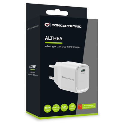 CONCEPTRONIC Ladegerät 1Port GaN USB-C 45WPD3.0/PPS ws