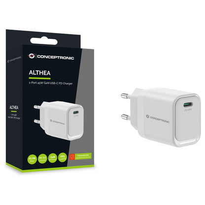 CONCEPTRONIC Ladegerät 1Port GaN USB-C 45WPD3.0/PPS ws